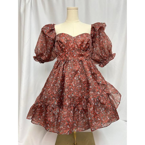 Selkie Red Floral Midi Dress - Picture 1 of 11